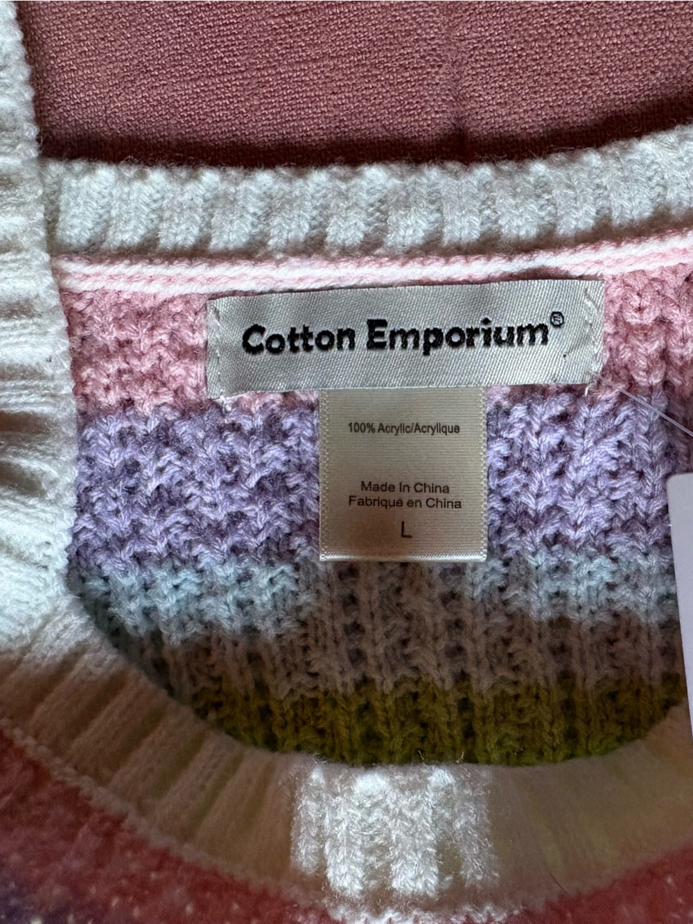 Pastel Rainbow Stripe Tank- Size L- Crop Top- Cotton Emporium - Picture 5 of 9